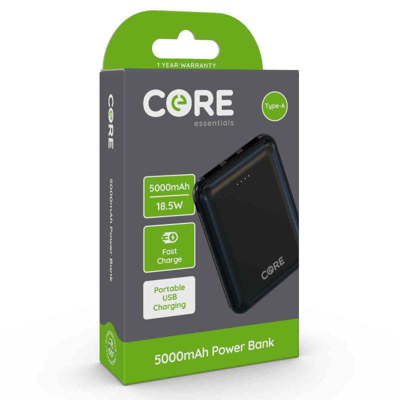Core Power Bank 5000mAh Black (New Model)