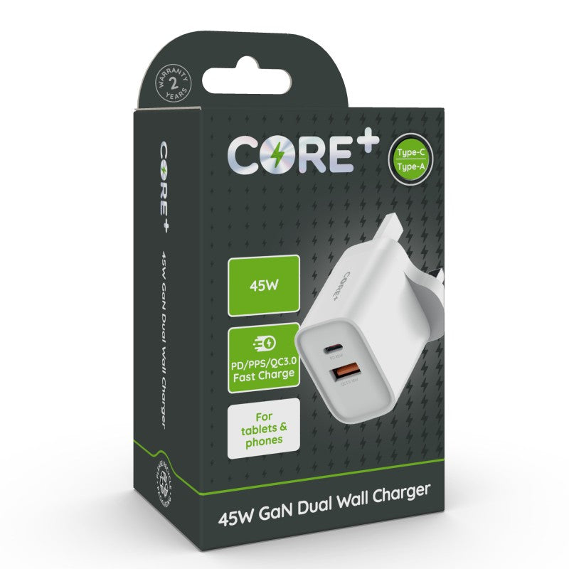 CORE+ 45W GaN Dual Wall Charger