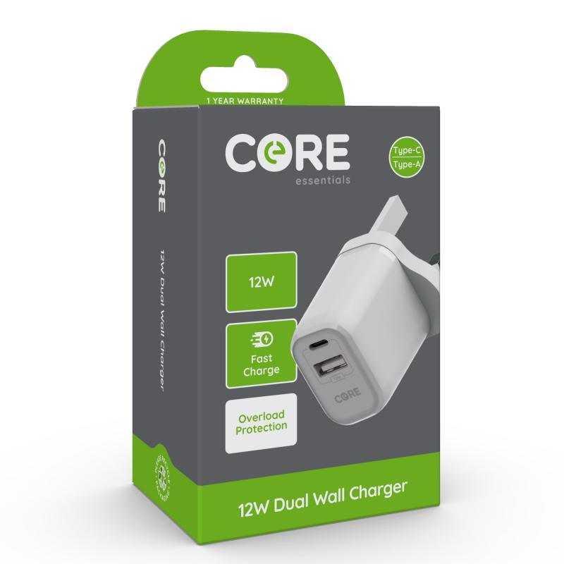 Core Type-C/A 12W Dual Wall Charger - Farnham Road Tech Repair